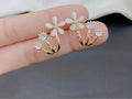 Flower Design Gold Plated Earrings NVR-0388