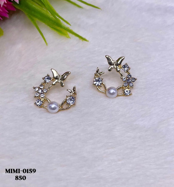 Elegant Butterfly Pearl Earrings NVR-0391