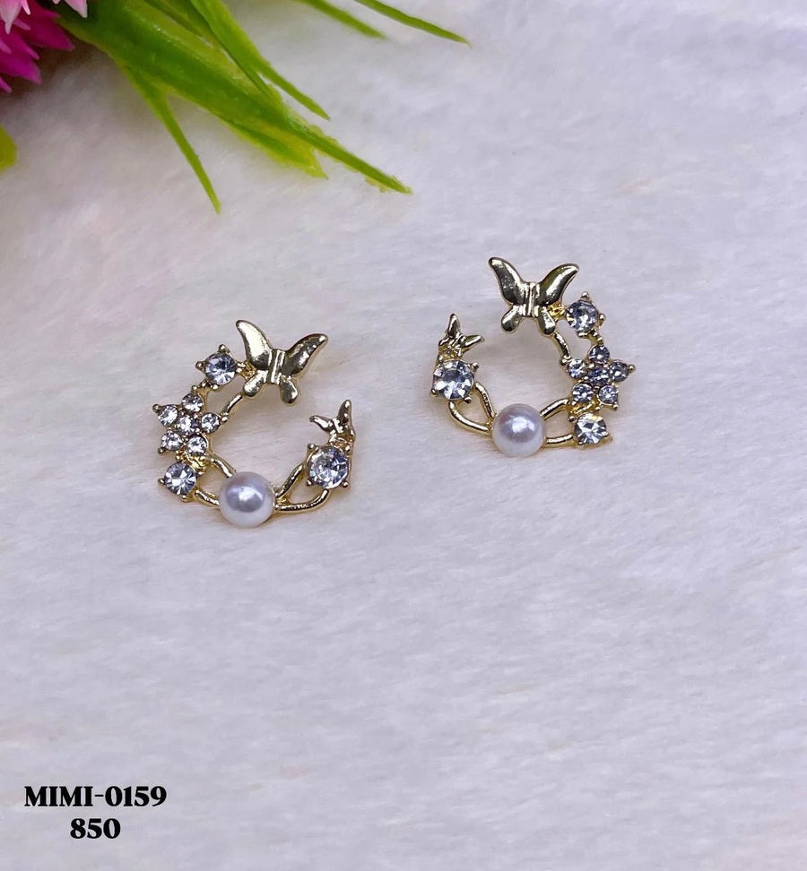 Elegant Butterfly Pearl Earrings NVR-0391