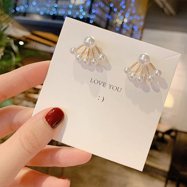Elegant Pearl Cluster Earrings NVR-0392