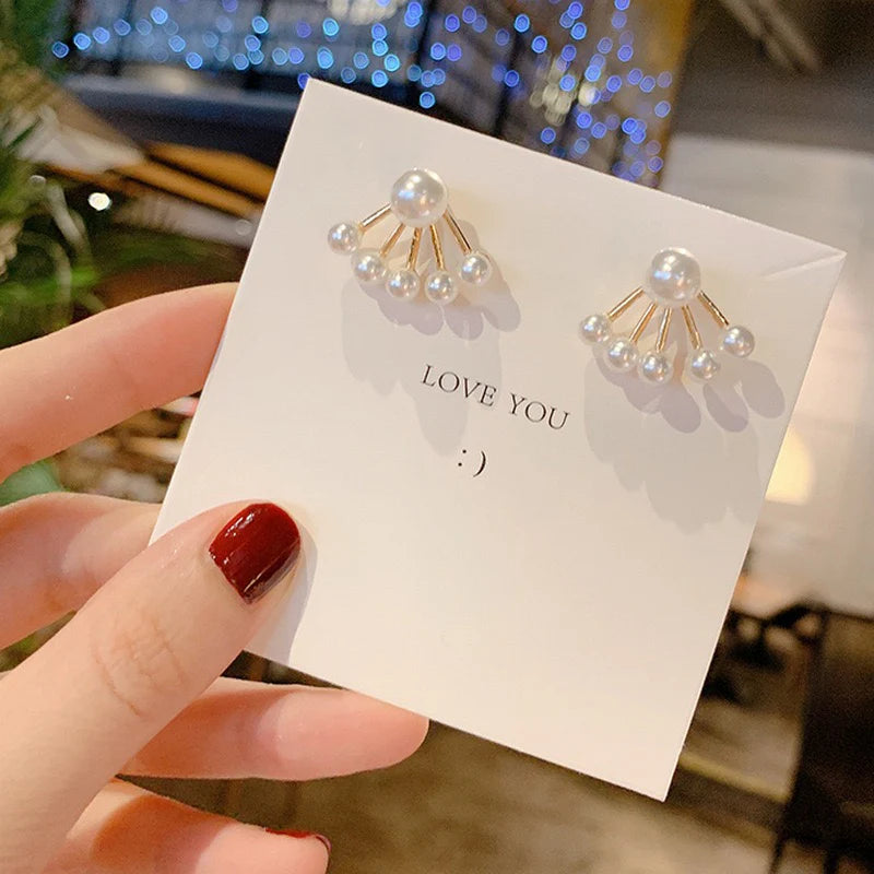 Elegant Pearl Cluster Earrings NVR-0392