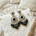 Midnight Royale — Silver & Black Onyx Chandbali NVR-0529