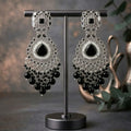 Midnight Royale — Silver & Black Onyx Chandbali NVR-0529