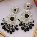 Midnight Royale — Silver & Black Onyx Chandbali NVR-0529