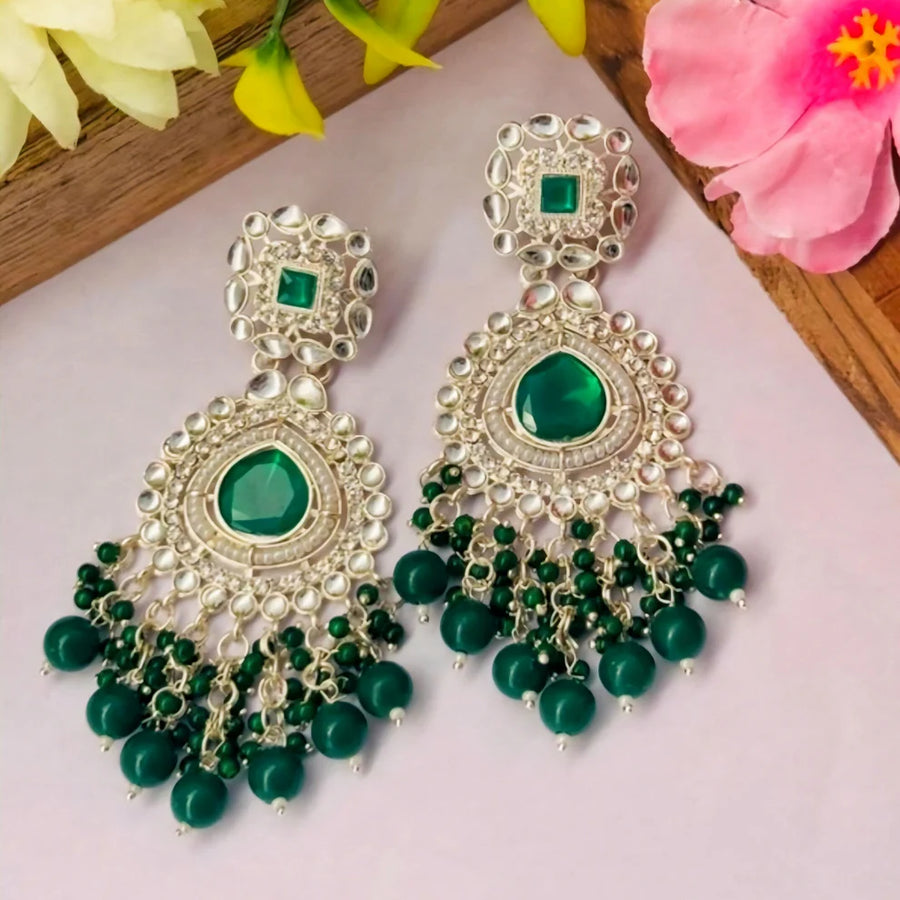 Forest Empress — Emerald Kundan Chandbali NVR-0531