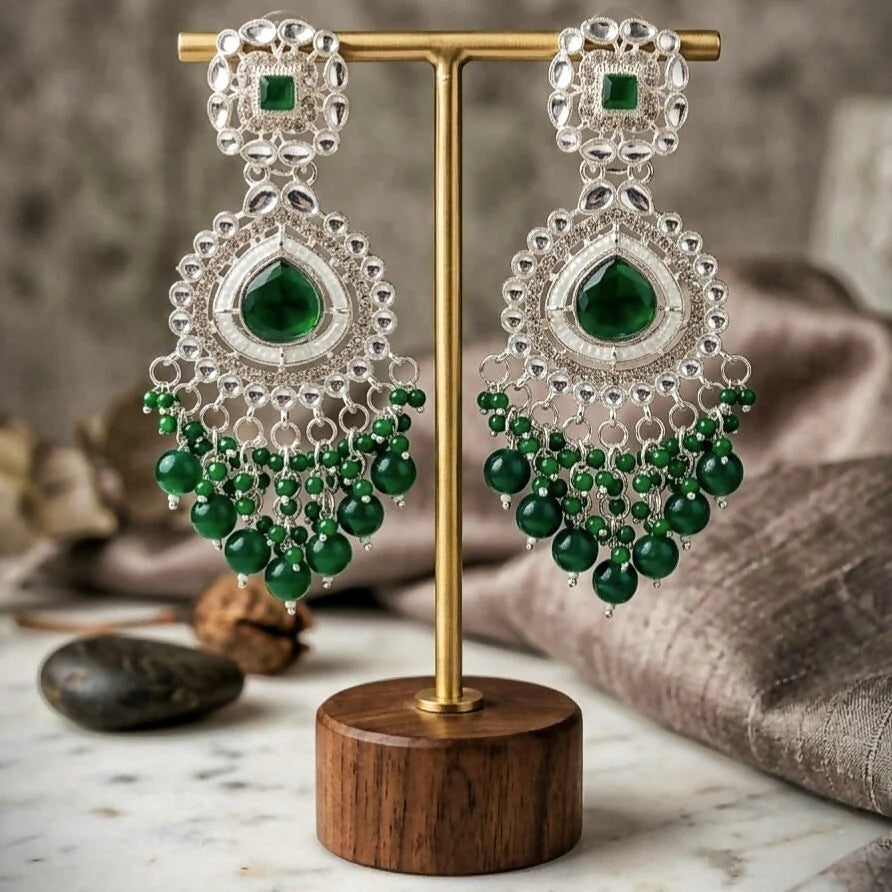 Forest Empress — Emerald Kundan Chandbali NVR-0531