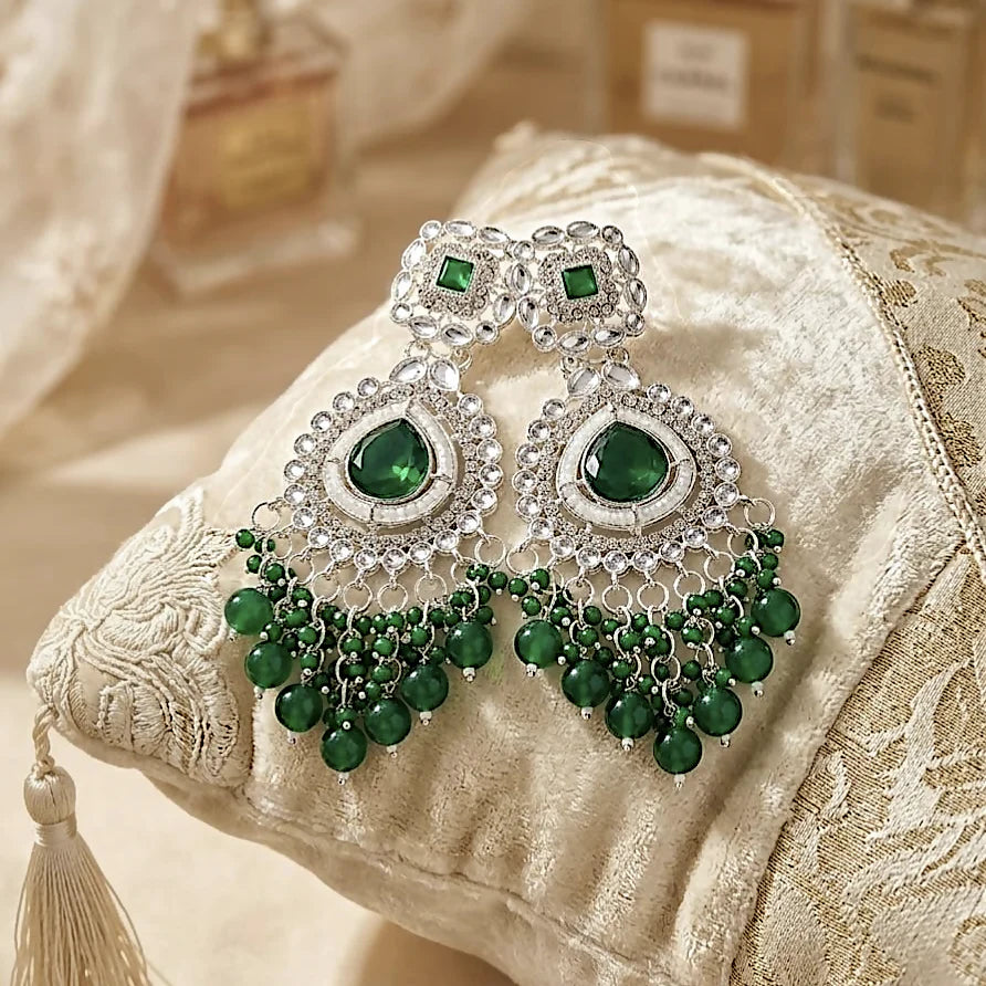 Forest Empress — Emerald Kundan Chandbali NVR-0531