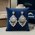 Still Water — Silver Polki Chandbali with Pearl Rain Drops NVR-0532