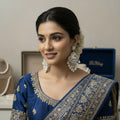 Still Water — Silver Polki Chandbali with Pearl Rain Drops NVR-0532