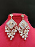The Pearl Architecture — Kite Frame Earrings with Pearl Cascade NVR-0534