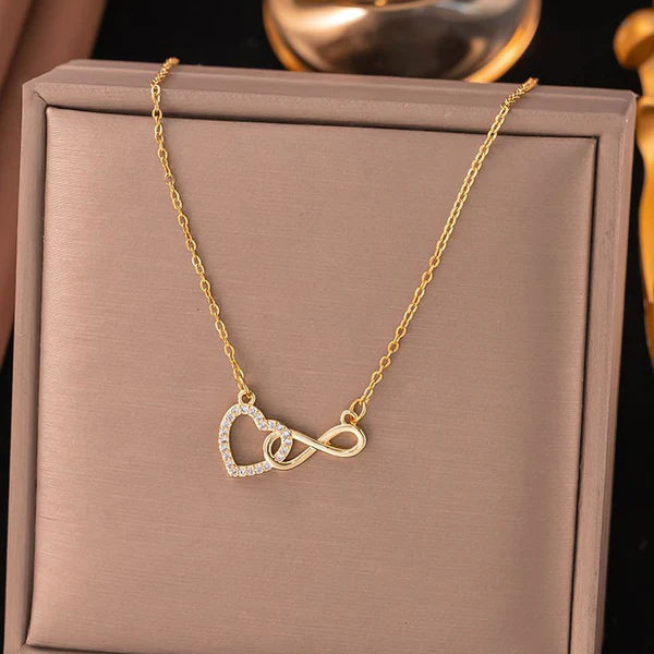 Infinite & Always — Heart Infinity Necklace in Gold CZ NVR-0536
