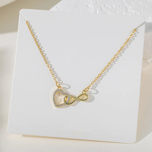 Infinite & Always — Heart Infinity Necklace in Gold CZ NVR-0536