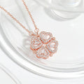 Lucky Four — Rose Gold Clover Heart Necklace with CZ NVR-0538