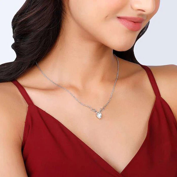 The Wild Heart — Silver Deer Antler Necklace with CZ NVR-0539