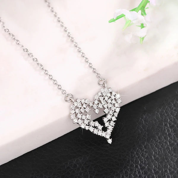 Stardust Heart — Silver CZ Constellation Necklace NVR-0543