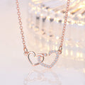 Two of Us — Rose Gold Double Heart Necklace with CZ NVR-0544