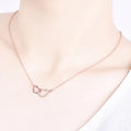 Two of Us — Rose Gold Double Heart Necklace with CZ NVR-0544