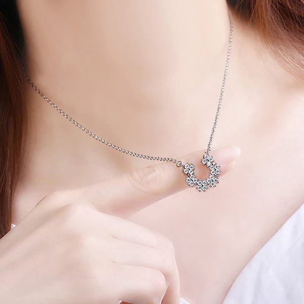 Fortune's Favourite — Silver CZ Horseshoe Necklace NVR-0545