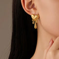 Liquid Love — Gold Melted Heart Stud Earrings NVR- 0546