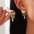 Liquid Love — Gold Melted Heart Stud Earrings NVR- 0546