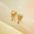 Liquid Love — Gold Melted Heart Stud Earrings NVR- 0546
