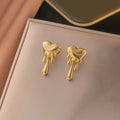 Liquid Love — Gold Melted Heart Stud Earrings NVR- 0546
