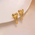 Liquid Love — Gold Melted Heart Stud Earrings NVR- 0546