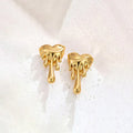 Liquid Love — Gold Melted Heart Stud Earrings NVR- 0546