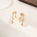 Freeform — Abstract Wavy Gold Drop Earrings NVR-0547