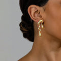 Freeform — Abstract Wavy Gold Drop Earrings NVR-0547