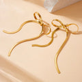 The Long Bow — Gold Snake Chain Ribbon Earrings NVR-0549