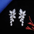Winter Bloom — Silver CZ Marquise Spray Earrings NVR-0552