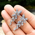 Winter Bloom — Silver CZ Marquise Spray Earrings NVR-0552