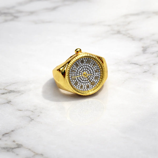 Golden Aura – Sleek Minimalist Round Luxury Ring Watch NVR-0428