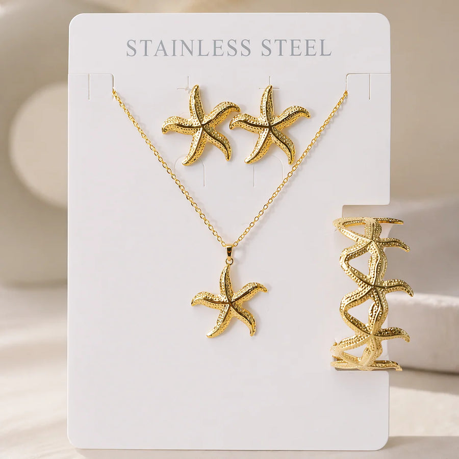 Gold Starfish Jewellery Set  NVR-0441