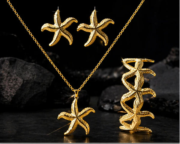 Gold Starfish Jewellery Set  NVR-0441