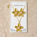 Gold Flower & Pearl Jewellery Set NVR-0443