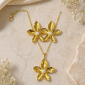 Gold Flower & Pearl Jewellery Set NVR-0443