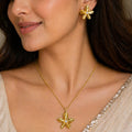 Gold Flower & Pearl Jewellery Set NVR-0443