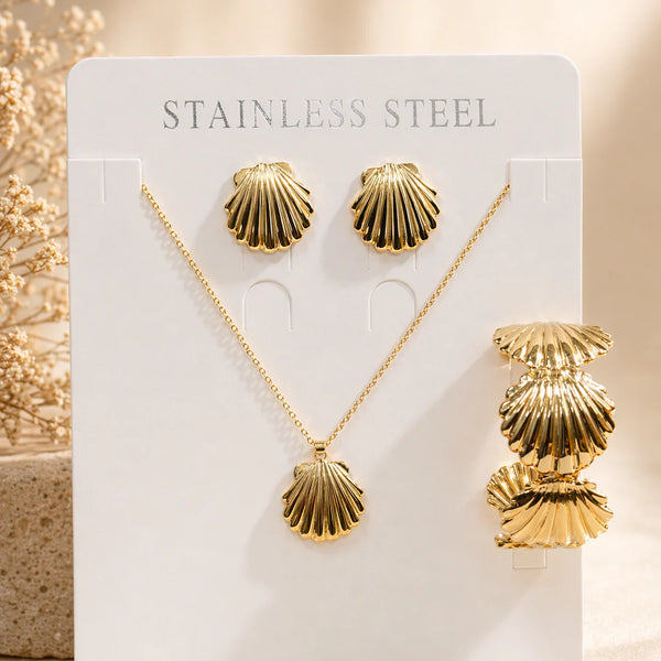 Gold Seashell Jewellery Set NVR-0446