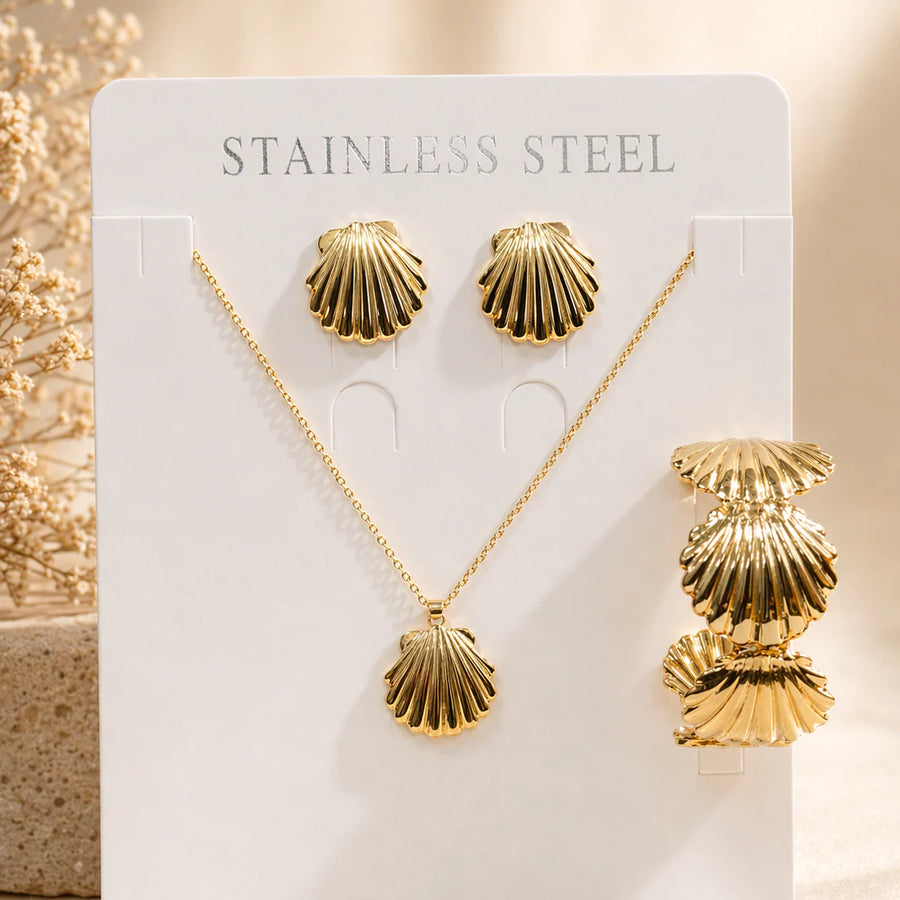 Gold Seashell Jewellery Set NVR-0446