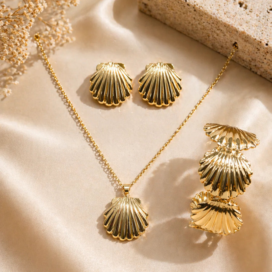 Gold Seashell Jewellery Set NVR-0446
