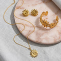 Gold Daisy Flower Jewellery Set NVR-0447