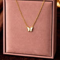 Gold Butterfly Pearl Necklace NVR-0469
