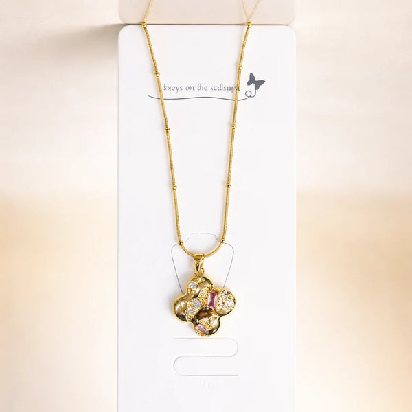 Golden Clover Blossom Necklace NVR-0479