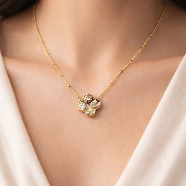 Golden Clover Blossom Necklace NVR-0479