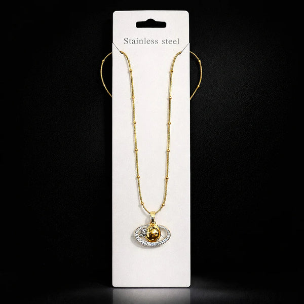 Golden Saturn Orb Necklace NVR-0484