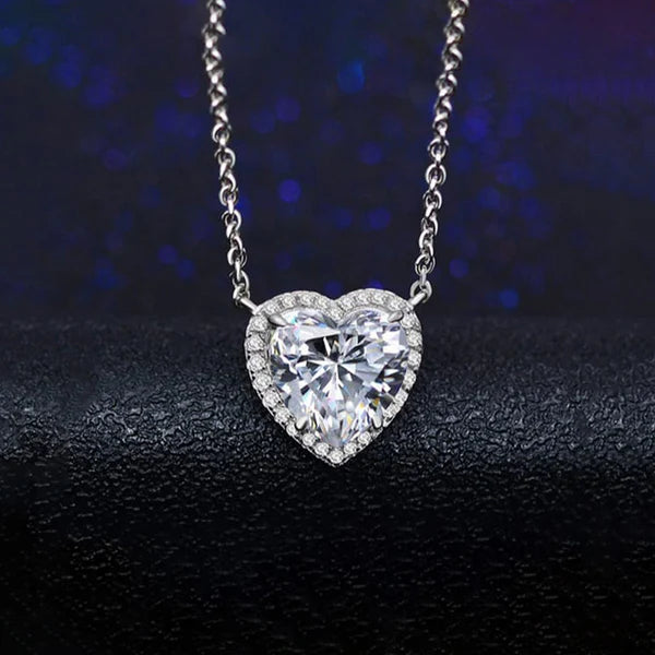 Silver Heart Halo Necklace NVR-0486