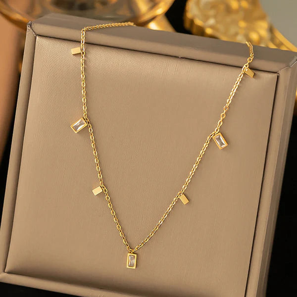 Baguette Crystal Droplet Necklace NVR -0487