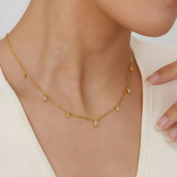 Baguette Crystal Droplet Necklace NVR -0487